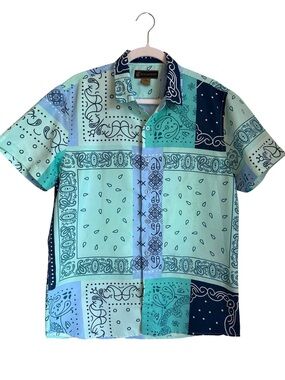 Rocawear Men’s Short Sleeve Patchwork Bandana Shirt